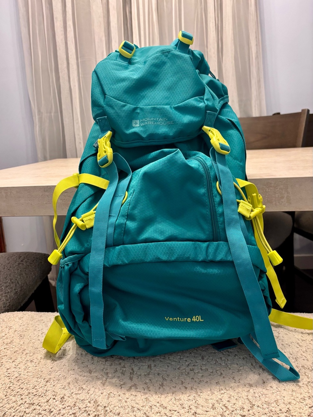 Mountain Warehouse Venture 40L Teal Backpack with Yellow Accents